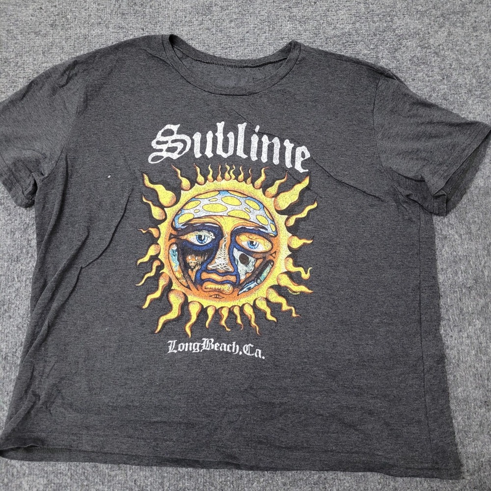 Sublime T-Shirt Womens Size 2XL Gray Graphic Sun Long Beach Short Sleeve Tee